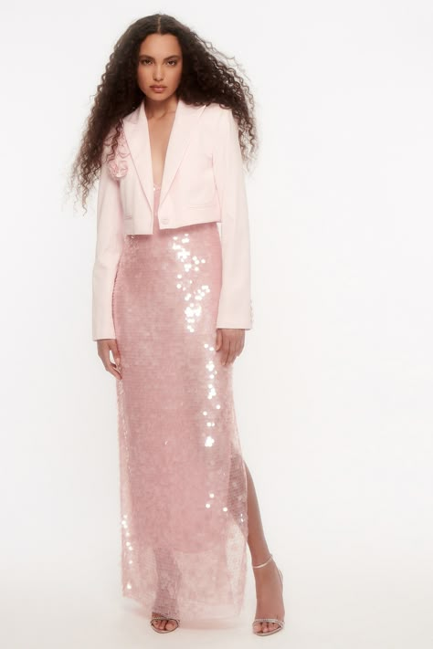 Resort 2024 Collection, Cactus Craft, Pink Slip Dress, Pink Strapless Dress, Resort 2024, Ball Skirt, Tiered Skirts, 2024 Fashion, Party Looks