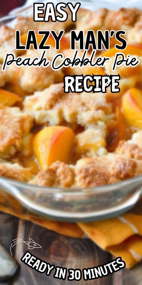 Easy Lazy Man's Peach Cobbler Pie – a delectable dessert that captures the essence of summer in every bite. Imagine juicy, sun-ripened peaches nestled beneath a golden blanket of buttery, cinnamon-spiced biscuit topping, all baked to perfection in a flaky pie crust. With its irresistible Deep Dish Peach Cobbler, Lazy Man Peach Cobbler, Lazy Peach Cobbler Recipe, Lazy Peach Cobbler, Peach Cobbler With Pie Crust, Pillsbury Pie Crust Recipes, Quick Peach Cobbler, Peach Cobbler Pie, Cakes Red Velvet