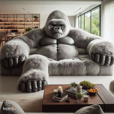 LuxArts | Gorilla Shaped Sofa 🦍🛋️🌟 #GorillaSofa #WildComfort #UniqueFurniture Make a bold statement in your living space with the Gorilla Shaped… | Instagram Gorilla Sofa, Cool Sofa, Animal Furniture, Weird Furniture, Shaped Sofa, Bed Back, Sofa Upholstery, Fitted Furniture, Home Upgrades