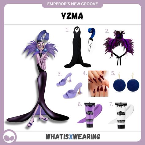 Dress like Yzma from The Emperor's New Groove this Halloween with this cute and simple costume idea! Click for our full outfit rundown... Yzma Emperors New Groove Costume, Yzma Emperors New Groove, Yzma Costume, Emperor's New Groove, Blue Baubles, Costume Guide, Dramatic Fashion, Halloween Costume Idea, The Emperor's New Groove