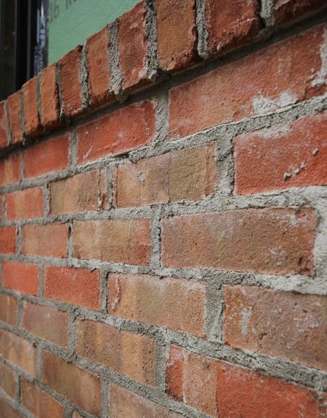 How to Make New Brick Look Old How To Make Brick Look Old, How To Age Brick, Playroom Green, Antique Brick Wall, Plank And Pillow, Reno House, Fireplace Brick, Brick Mason, Older Homes