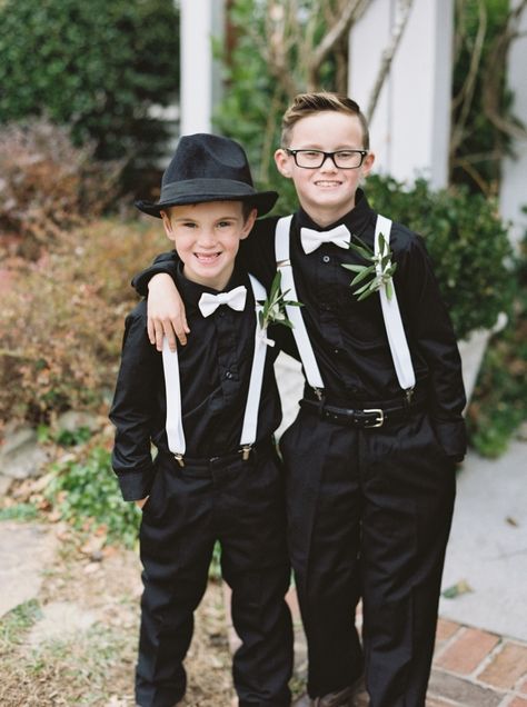 Ring Bearer Outfit Black, Georgia Winter, Bridesmaids Photography, Cozy Winter Wedding, Ring Bearer Suit, White Wedding Ring, Black And White Rings, Gothic Wedding Rings