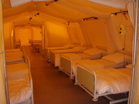 #Traubetent inflatable rapid deployment tent in use as a field hospital for emergency responders Emergency Tent, Survival Tent, Field Hospital, Army Tent, Army Nurse, Emergency Shelter, Shelter Tent, Survival Shelter, Hospital Bed