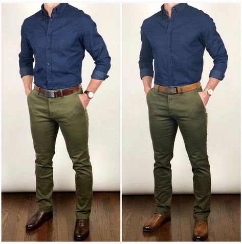 Brown Shoes Outfit Men, Chris Mehan, Green Pants Outfit, Outfit Dark, Jeans Outfit Men, Mens Business Casual Outfits, Simple Casual Outfits, Shirt Outfit Men, Casual Attire For Women