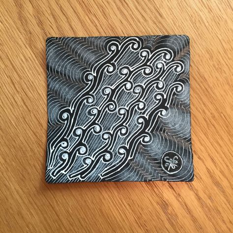 Paradox Zentangle Pattern, Rixty Zentangle Pattern, Dewd Zentangle Pattern, Black Zentangle Tiles, Eni Oken Zentangle Patterns, White Highlights, Zentangle Artwork, Tangle Pattern, Black Tiles