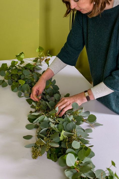 Decorate your top table with this beautiful centrepiece, which is super easy to make thanks to this DIY tutorial. Table Garland, Wedding Table Decorations, Beautiful Centerpieces, Top Table, White Table, Greenery Wedding, Lorde, Wedding Bells, Wedding Shower