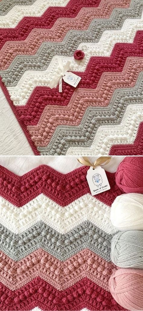 Adorable And Easy Crochet Baby Blankets - Pattern Center Easy To Make Baby Blankets, Stitches For Blankets Crochet, Crib Size Crochet Blanket Pattern, Crotchet Blankets Modern Baby, Croche Blankets Pattern, Bobble Ripple Baby Blanket, Pink And Yellow Crochet Blanket, Boho Crochet Baby Blanket Free Pattern, Cute Crochet Blanket Patterns Free