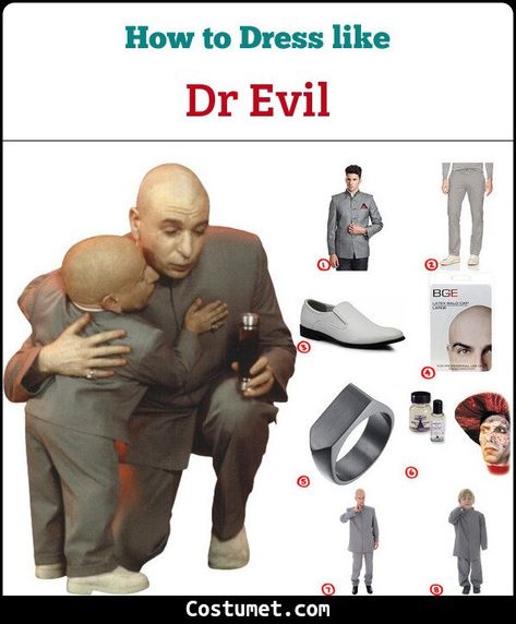 Dr. Evil (& Mini Me) Costume for Cosplay & Halloween 2021 Austin Powers And Dr Evil Costume, Dr Evil And Mini Me Costume, Austin Powers Family Costume, Mini Me Costume, Dr Evil Costume, White Formal Shoes, Dr Costume, Evil Costume, Dr Evil