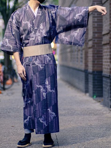 #purple #aesthetic #men #kimono Yukata Male, Yukata Men, Men Kimono, Men's Yukata, Aesthetic Men, Male Kimono, Blue Kimono, Kimono Design, Character Aesthetics