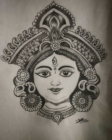 Mata Rani Sketch Pencil, Durga Mata Mandala Art, Durga Mata Sketch, Durga Maa Sketch Pencil, Durga Maa Drawing Pencil, Durga Mata Drawing, Shading Drawings, Maa Drawing, Durga Mata