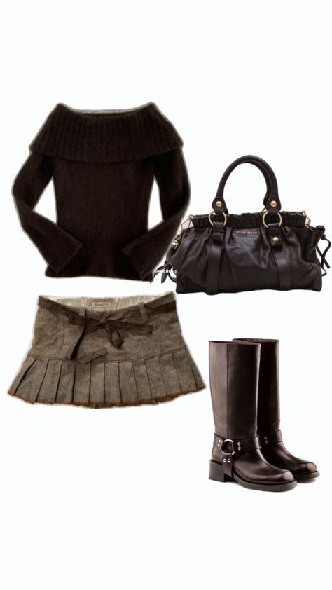 2010s Outfits, Mini Skirt Outfit Winter, Skirt School, Dark Academia Outfit, Coffee Outfit, 2010s Fashion, 2010 Fashion, School Fit, Downtown Outfits