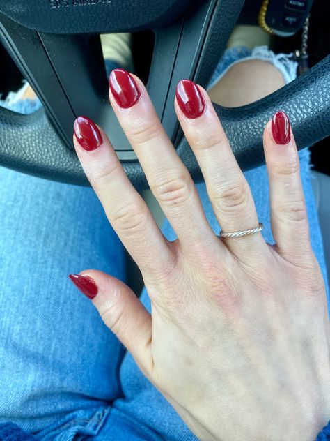 Classic red almond shaped nails Opi Miami Beet Dip Powder, Red Opi Dip Powder, Deep Red Dip Powder Nails, Cranberry Dip Nails, Opi Red Dip Powder Nails, Dark Red Dip Powder Nails, The Thrill Of Brazil Opi, Dip Powder Nails Red, December Dip Nails