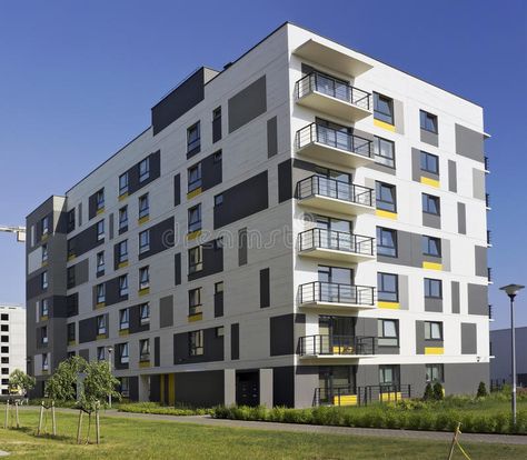 Modern modular house with low cost small-sized apartments. VILNIUS, LITHUANIA - , #Aff, #cost, #small, #sized, #Modern, #modular #ad Apartment Building Exterior, Block Building, Housing Crisis, Multifamily Housing, Geometric Logo Design, Condo Design, Vilnius Lithuania, Apartment Plans, Building Exterior