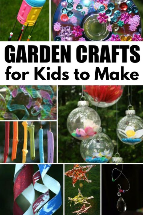 Easy garden ornaments made from things you already have at home. Hang them on a porch or patio or from a tree branch in your yard. They make great gifts for parents, grandparents and neighbours too! #HappyHooligans #Garden #Crafts #Kids #Homemade #GardenOrnaments #DIY #Preschoolers #Tweens #Teens #HomemadeGifts #OutdoorOrnaments Ornaments For Kids To Make, Homemade Garden Decorations, Garden Crafts For Kids, Homemade Garden, Happy Hooligans, Ornaments For Kids, Sensory Garden, Games Design, Eric Carle