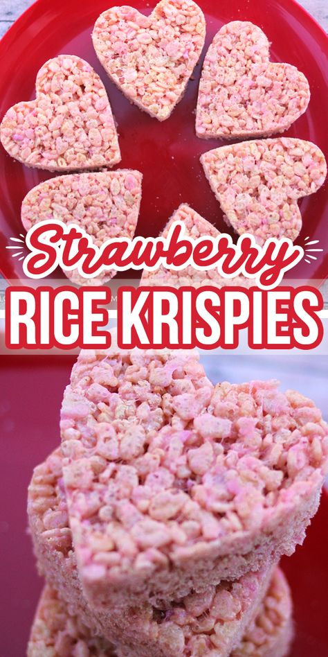 Strawberry Valentine Rice Krispie Treats Valentine’s Rice Krispie Treats, Heart Rice Krispie Treats Valentines Day, Rice Krispies Valentines Treats, Homemade Rice Krispies Treats Valentines Day, Rice Crispy Treats Valentines Day, Rice Crispy Hearts, Rice Krispie Hearts Valentine Treats, Valentine’s Day Rice Krispie Treats, Rice Krispie Treats Valentines Day