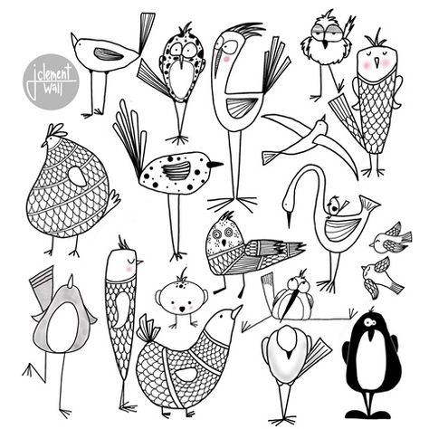 Doodle Birds, Bird Doodle, Illustration Lettering, Wall Art Illustration, Doodle Ideas, Doodle Art Drawing, Doodle Sketch, Bird Drawings, Drawing Challenge