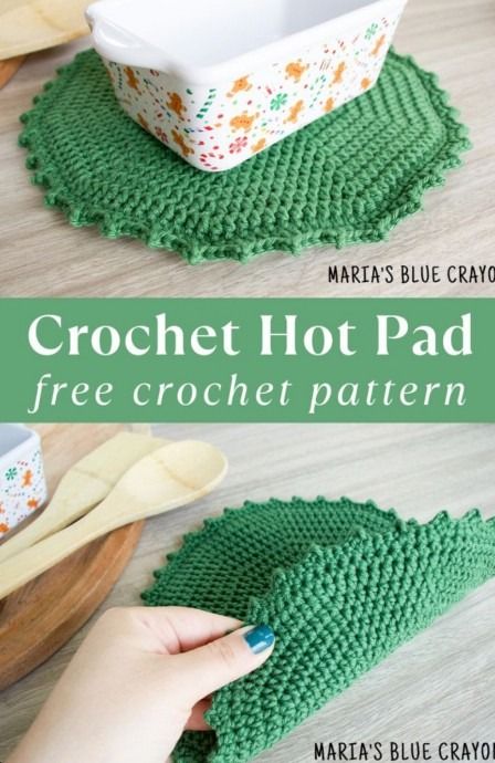 Crochet Double Sided Hot Pad Crocheted Trivets Hot Pads, Crochet Potholders Free Patterns, Double Sided Crochet, Hot Pad Pattern, Crochet Hot Pad, Yarn Stitches, Crochet Pot Holders Free Pattern, Crochet Potholder, Crochet Potholder Patterns