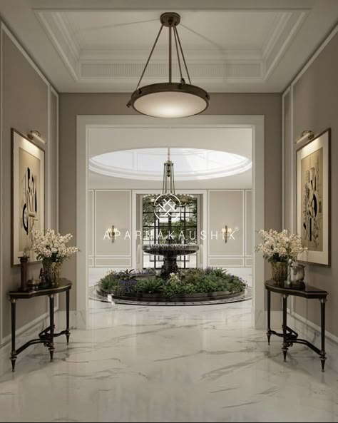 Luxurious Foyer, Aparna Kaushik, Baroque Interior Design, Baroque Interior, Classical Interior, Classic House Design, Hallway Designs, Foyer Design, Classical Style