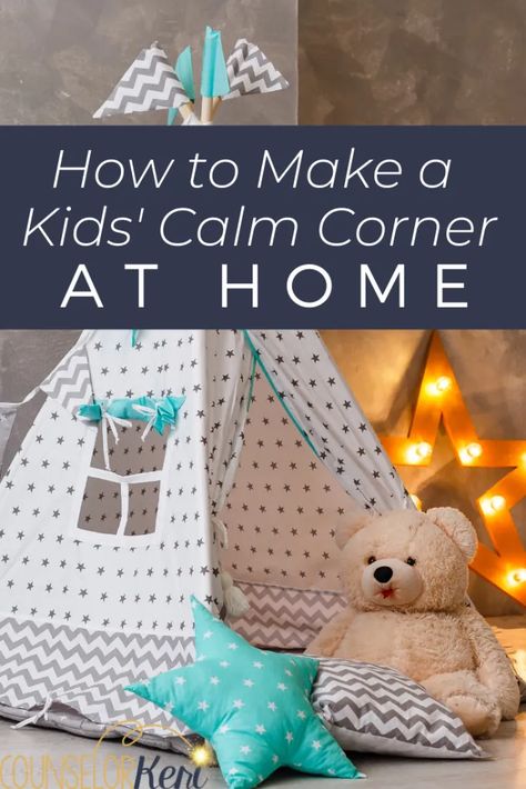 Calm Corner at Home: Set Up a Calm Space For Your Child to Regulate Relaxation Corner Ideas, Calm Down Area At Home, Closet Calm Down Space, Calm Space For Kids, Toddler Quiet Corner, Quiet Corner Home Kids, Toddler Calm Down Corner, Kids Cozy Corner Ideas, Calm Down Corner Home