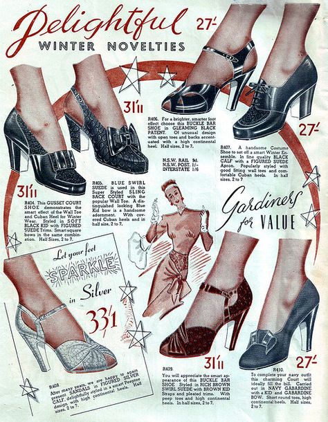 Let your feet sparkle! #vintage #1940s #shoes #ads Antique Fashion Vintage Style, 1940s Fashion Women, 40's Fashion, 1940s Shoes, Historical Shoes, 1940's Fashion, Fashion 1940s, Shoes Ads, Vintage Shoe