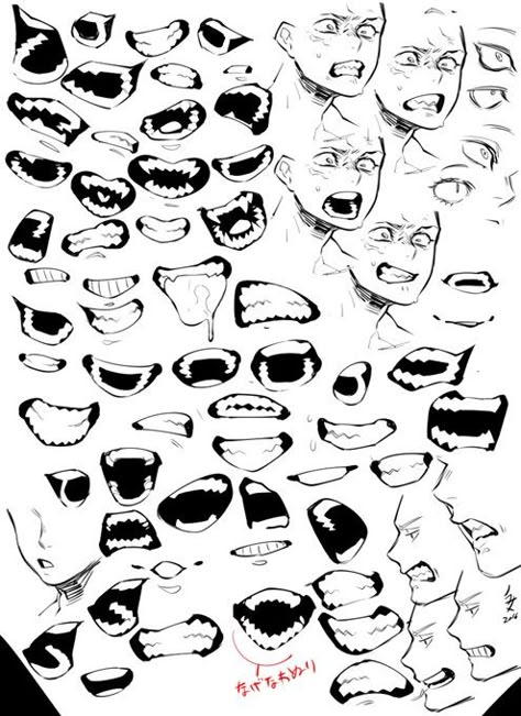 Anime Mouth Drawing, Drawing Face Expressions, الفن الرقمي, Mouth Drawing, 얼굴 드로잉, 얼굴 그리기, Drawing Faces, Drawing Expressions, Concept Art Drawing