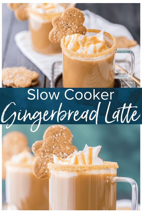 This Gingerbread Latte is the perfect Christmas coffee drink. Even better, this latte is made in a slow cooker to make it super easy. Easy is best...and these are the best! No need to wait for the Starbucks Gingerbread Latte every year when you can easily make your own at home any time of year! #gingerbread #latte #coffee #drinks #holidayrecipes #thecookierookie via @beckygallhardin Coffee Goddess, Gingerbread Latte Recipe, Crockpot Drinks, Christmas Beverages, Café Starbucks, Hot Drinks Recipes, Gingerbread Latte, Coffee Drink Recipes, Latte Recipe