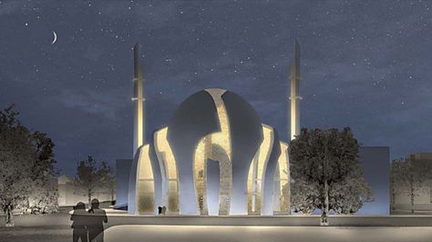 Masjid Architecture, Cultural Center Architecture, Islamic Arch, Modern Mosque, Islamic Design Pattern, Central Mosque, Europe Architecture, Architectural Ideas, Mosque Design