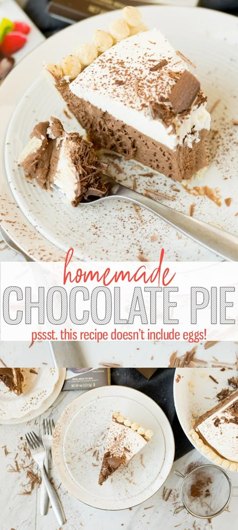 Egg Free Pie Recipe, No Egg Chocolate Pie, Eggless Chocolate Pie, Chocolate Pie No Eggs, Eggless Pie Recipes, Chocolate Moose Pie Recipe Easy, Chocolate Cream Pie From Scratch, Chocolate Pie Recipe Old Fashioned, Eggless Pie