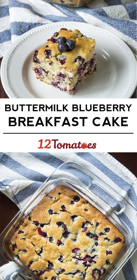 Buttermilk Blueberry Breakfast Bake | 12 Tomatoes Breakfast Slice, Buttermilk Breakfast Cake, Blueberry Buttermilk Breakfast Cake, Buttermilk Breakfast, Buttermilk Blueberry, Breakfast Cake Recipes, Blueberry Breakfast Cake, Blueberry Oat, Blueberry Breakfast