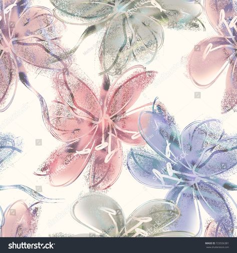 Floral Background Watercolor Seamless Pattern Stock Illustration 723556381 | Shutterstock Digital Saree, Flower Allover, Flowers Bunch, Kurti Pattern, Beautiful Flower Drawings, Shutter Stock, Flower Drawings, Abstract Watercolor Art, Background Watercolor