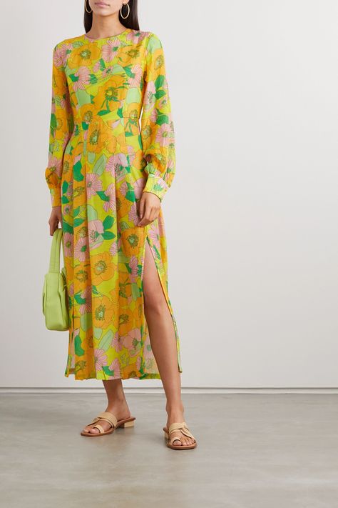 The Sunniest Yellow Dresses For Summer #refinery29 Carolina Bucci, Designer Midi Dresses, Yellow Midi Dress, Romantic Dress, Spring Summer Dress, Yellow Dress, Net A Porter, Gorgeous Dresses, Lily Pulitzer Dress