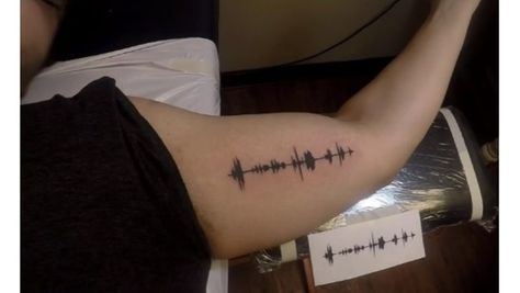 Soundwave Tattoo, Elbow Tattoos, Color Me Beautiful, For You Song, Music Tattoos, Baby Tattoos, Favorite Song, Tattoo You, Sound Waves