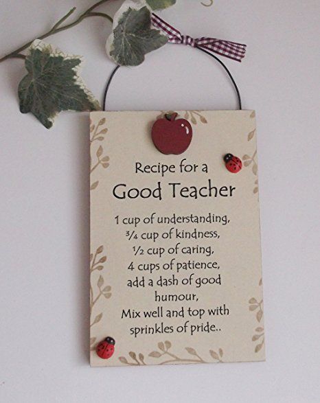 Recipe for a Good Teacher wooden gift plaque by Craftworksdirect Teacher Birthday Ideas Gift, Favorite Teacher Gifts, Teacher's Day Gift Ideas Handmade Card, Diy Presents For Teachers, Teachers Day Gift Ideas Handmade Diy, Appreciation Cards For Teachers, Present For Teacher, Handmade Gift For Teacher, Teachers Day Gift Ideas Products