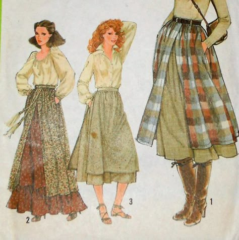 Layered Maxi Skirt Pattern, Prairie Skirt Pattern, 70s Prairie Style, Sew Maxi Skirt, Layered Skirt Pattern, Layered Skirt Outfit, Skirt Layering, Maxi Skirt Sewing Pattern, 70s Maxi Skirt