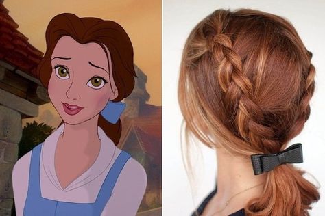 #Hair #Characters #Braids #Girls #Hairdos #Ideas Disney Hairstyles, Girls Hairdos, Inspired Hairstyles, Disney Princess Hairstyles, Belle Hairstyle, Disney Hair, Belle Beauty And The Beast, Belle Beauty, Princess Inspired