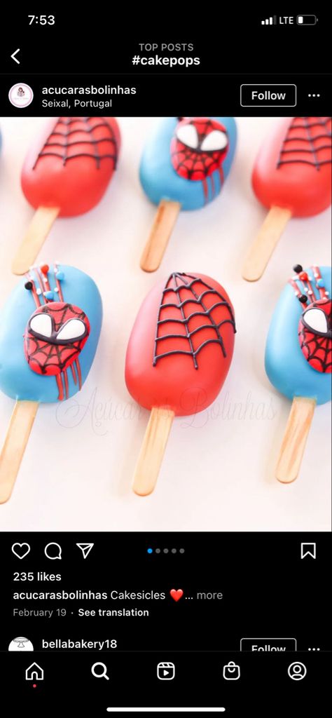 Spidey Cakesicles, Marvel Chocolate Covered Oreos, Spidey And His Amazing Friends Birthday Cake Pops, Spiderman Cakepops Ideas, Spiderman Dessert Table Ideas, Spider Man Cakesicles, Spidey And Friends Cake Pops, Spiderman Cake Pops Ideas, Spidey And His Amazing Friends Cake Pops