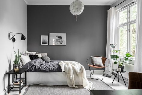 23 Soothing Scandinavian Bedroom Designs Grey Bedroom Design, Gray Bedroom Walls, Grey Bedroom Decor, Gray Walls, Grey Bedroom, Trendy Bedroom, Gray Bedroom, Remodel Bedroom, Grey Walls