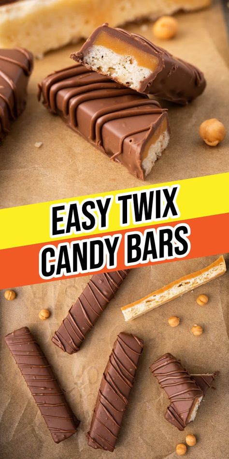 Twix Candy Bars (Copycat) is the perfect homemade candy recipe with a crisp wafer and gooey caramel at the center of a milk chocolate bar. Homemade Twix Bars Recipe, Twix Cookie, Twix Candy, Homemade Twix Bars, Candy Bar Recipe, How To Melt Caramel, Cream Cheese Desserts, Gooey Caramel, Twix Cookies