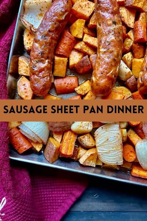 Looking for a quick and flavorful dinner? This sheet pan sausage meal is your answer—everything roasts together to create a satisfying, no-fuss dish that’s perfect for busy nights. Less time in the kitchen, more time enjoying! Sausage Sheet Pan Dinner, Sausage Sheet Pan, Sheet Pan Sausage, Sheet Pan Meals, Best Sausage, Sheet Pan Suppers, Adobo Seasoning, Pan Meals, Easy Comfort Food