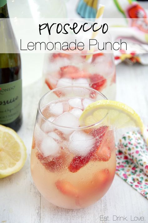 Prosecco Lemonade, Strawberry Lemonade Sangria, Raspberry Lemonade Punch, Pineapple Lemonade Punch, Lemonade Punch Recipe, Prosecco Punch, Lemonade Sangria, Cranberry Lemonade, Prosecco Drinks