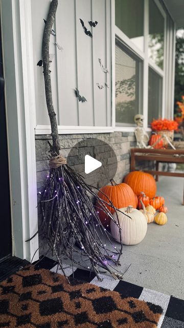 Emma Villaneda on Instagram: "WITCH BROOM salvage yard at my house 🧙‍♀️🌑! 

Materials used: 
Sticks 
4ply twine (Walmart)
Twinkle lights (Walmart) 

 

•
•
•
•

#witchcraft #witchbroom #outsidedecor #fall #falldecor #diy #craft #homedecor #free #halloweendecor #design #home #halloween #interior #homedesign #interiordesign #explorepage #trending #reelvideo #newreel #art #dollartree #dollarstore #kidcraft #creative #halloweendecorations" Diy Yard Witches, Yard Witch, Halloween Interior, Witch Broom, Halloween 1, Diy Yard, Twinkle Lights, Diy Halloween Decorations, Viral Post