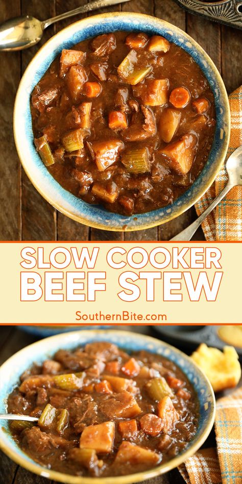 Slow Cooker Beef Stew Best Ever Slow Cooker Beef Stew, Easy Stew Crockpot Recipes, Slow Cooker Beef Bites, Crockpot Beef Stew Recipes Easy, Bbq Beef Stew Meat Crockpot, Copycat Dinty Moore Beef Stew, Roast Stew Crockpot, Steak Stew Crockpot, Beef Stew Cubes Recipes Crockpot