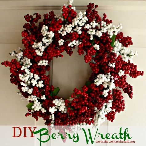 Berry Wreaths, Dollar Store Christmas Decor, Dollar Store Christmas Decorations, Holiday Berries, Dollar Store Christmas, 25 Days Of Christmas, Wine Bottle Diy Crafts, Berry Wreath, 12 December