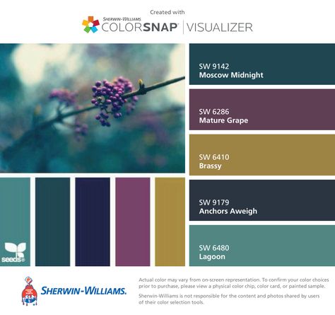 Navy Teal Paint Colors, Moscow Midnight Coordinating Colors, Plum And Blue Color Palette, Moscow Midnight Sherwin Williams Color Palette, Moscow Midnight Sherwin Williams Bedroom, Moscow Midnight Color Palette, Moscow Midnight Sherwin Williams, Sherwin Williams Lagoon, Expressive Plum Sherwin Williams