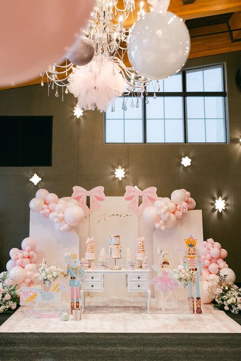 Kara's Party Ideas Nutcracker Sugarplum Party | Kara's Party Ideas Christmas Tree Birthday Party, Sugarplum Fairy Birthday Party, Birthday Party Christmas Theme, The Nutcracker Christmas Decor, Custom Nutcracker, Nutcracker Ballet Birthday Party, Winter Onederland Party Girl, Nutcracker Christmas Party, Sugarplum Christmas