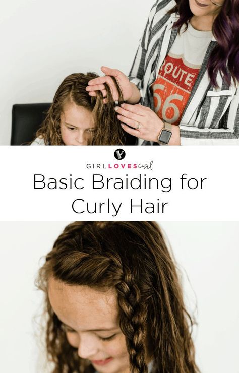 Braiding curly hair can be beautiful and can open up a world of possibilities to style it. But knowing the basics first is important! Braiding Curly Hair, Braid Curly Hair, Curly Hair Kids, Styling Curly Hair, Curly Styling, Curly Hair Girl, How To Braid, Large Curls, Family Projects