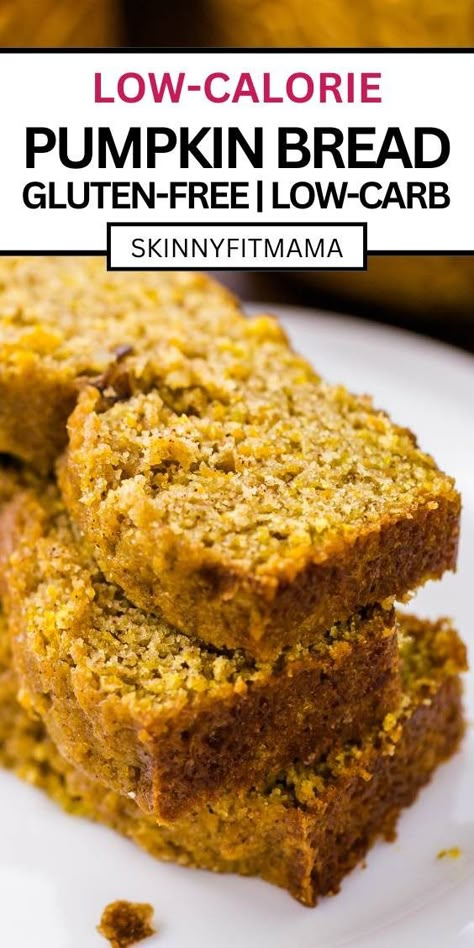 Low Calorie Pumpkin Bread - Skinny Fit Mama Gluten Free Low Calorie Recipes Dinners, Lowfat Pumpkin Bread, High Fiber Pumpkin Bread, Low Calorie Pumpkin Bread Recipe, Weight Watcher Pumpkin Bread, Healthy Pumpkin Bread Oat Flour, Low Fat Pumpkin Bread, Low Cal Pumpkin Bread, Weight Watchers Pumpkin Bread