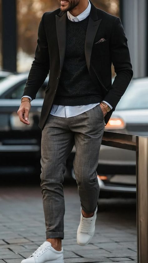 10 Men’s Outfit Ideas to Conquer Autumn in Style - Cheerful Talks Men Evening Outfit, Stylish Men Over 50 Casual, New York Autumn Aesthetic, Outfit Mann, Men Flannel Outfits, Masculine Contemporary, Mens Outfit Ideas, Interchangeable Wardrobe, Blazer Outfits Men