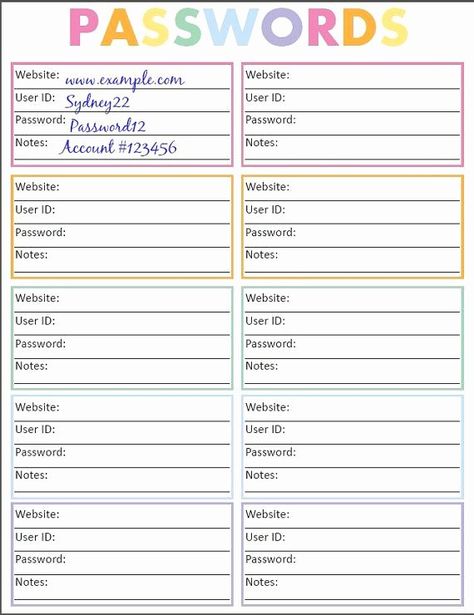 Printable Password Log, Printable Password Tracker, Password Printable, Good Passwords, Password Organizer, Password Books, Password Keeper, Password Log, Password Manager