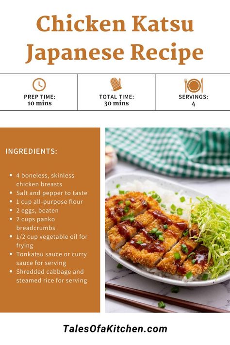 Chicken Katsu Japanese Recipe Crispy Chicken Katsu, Chicken Katsu Recipes, Katsu Recipes, Tonkatsu Sauce, Chicken Katsu, Japanese Recipe, Japanese Recipes, Thermomix Recipes, Filipino Recipes